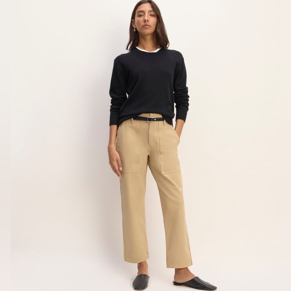 Everlane Beige Tan Midrise Straight Leg Crop Bi Stretch Utility Pants